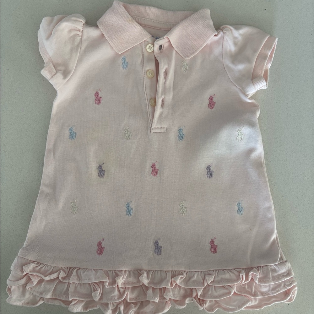 Ralph Lauren Pink Polo Dress with Ruffle Trim like new